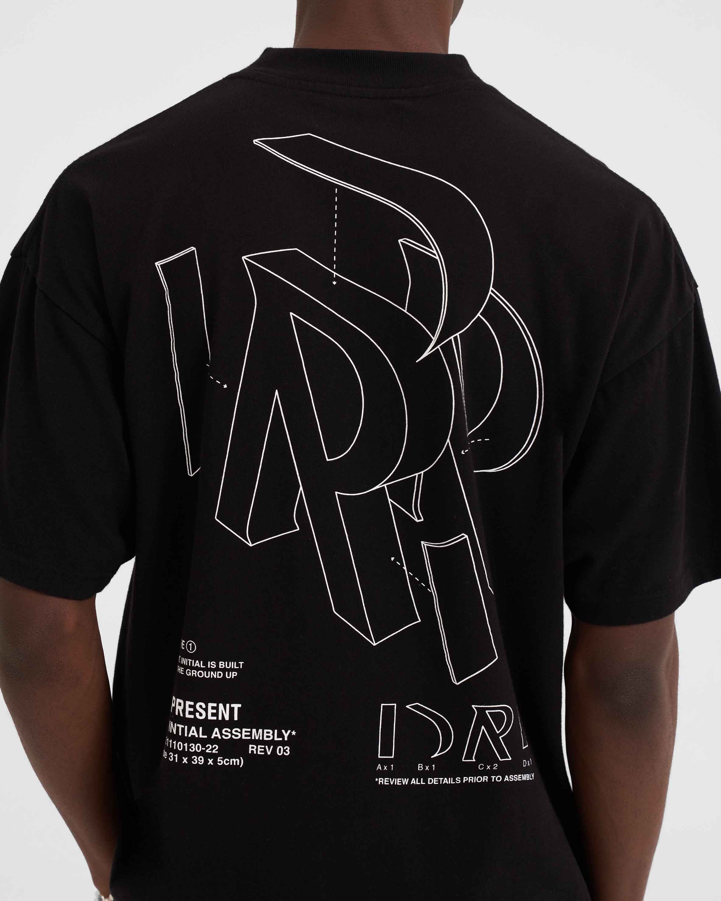 Initial Assembly Outline T-Shirt - Black